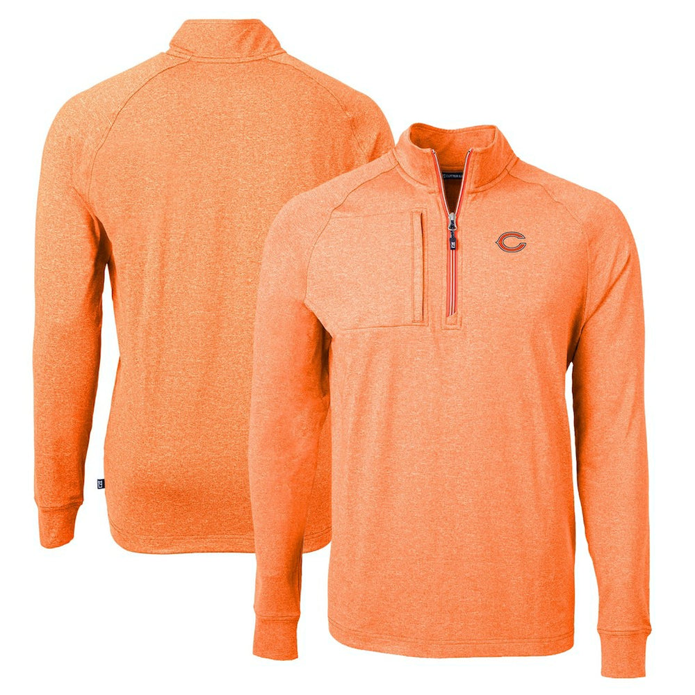 Chicago Bears Cutter & Buck Adapt Eco Knit Quarter-Zip Pullover Top Heather Orange