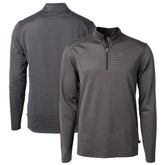 Indianapolis Colts Cutter & Buck Virtue Eco Pique Micro Stripe Recycled Quarter-Zip Pullover Top Black/Gray