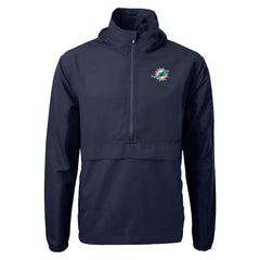 Miami Dolphins Cutter & Buck Charter Eco Recycled Anorak Half-Zip Jacket Blue