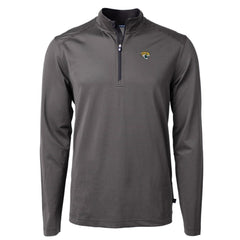 Jacksonville Jaguars Cutter & Buck Virtue Eco Pique Micro Stripe Recycled Quarter-Zip Pullover Top Black/Gray