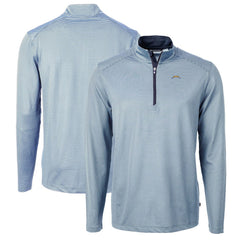 Los Angeles Chargers Cutter & Buck Virtue Eco Pique Micro Stripe Recycled Quarter-Zip Pullover Top Powder Blue/Navy