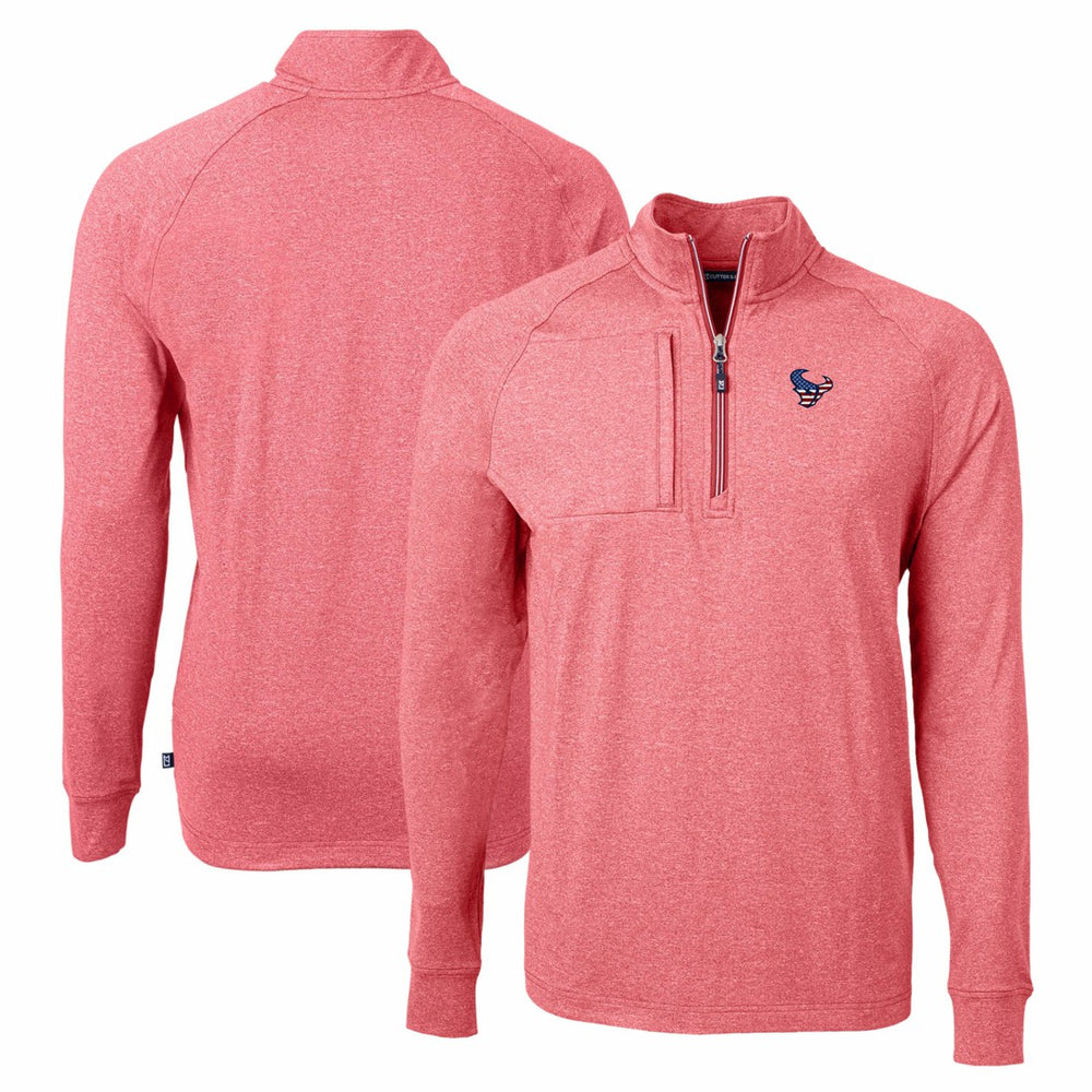 Houston Texans Cutter & Buck Adapt Eco Knit Quarter-Zip Pullover Top Heather Red