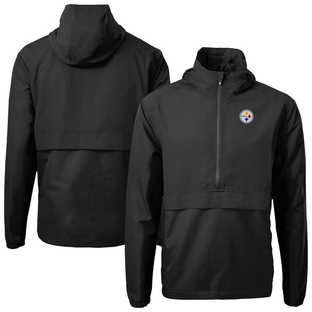 Pittsburgh Steelers Cutter & Buck Charter Eco Recycled Anorak Half-Zip Jacket Black