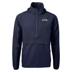 Seattle Seahawks Cutter & Buck Charter Eco Recycled Anorak Half-Zip Jacket Navy