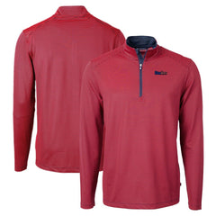 Pittsburgh Steelers Cutter & Buck Virtue Eco Pique Micro Stripe Recycled Quarter-Zip Pullover Top Red/Navy