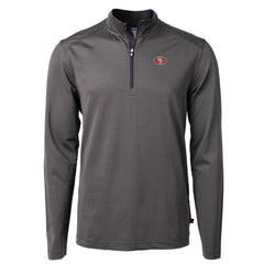 San Francisco 49ers Cutter & Buck Virtue Eco Pique Micro Stripe Recycled Quarter-Zip Pullover Top Black/Gray