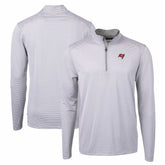 Tampa Bay Buccaneers Cutter & Buck Virtue Eco Pique Micro Stripe Recycled Quarter-Zip Pullover Top Gray/White