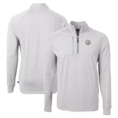 Pittsburgh Steelers Cutter & Buck Adapt Eco Knit Quarter-Zip Pullover Top Heather Gray