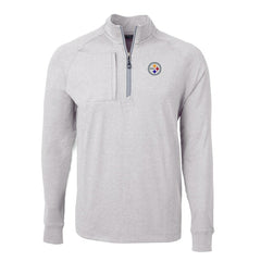 Pittsburgh Steelers Cutter & Buck Adapt Eco Knit Quarter-Zip Pullover Top Heather Gray