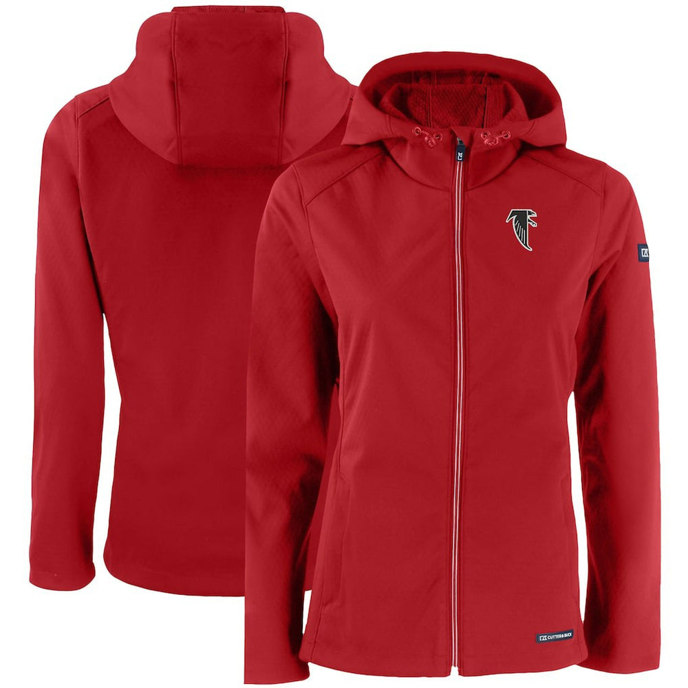 Atlanta Falcons Cutter & Buck Women's Evoke Eco Softshell Recycled Full-Zip Hooded Jacket Red