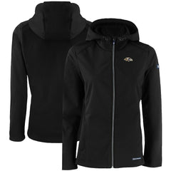 Baltimore Ravens Cutter & Buck Women's Evoke Eco Softshell Recycled Full-Zip Hooded Jacket Black