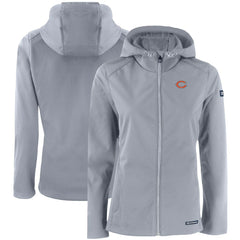 Chicago Bears Cutter & Buck Women's Evoke Eco Softshell Recycled Full-Zip Hooded Jacket Gray