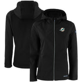 Miami Dolphins Cutter & Buck Women's Evoke Eco Softshell Recycled Full-Zip Hooded Jacket Black