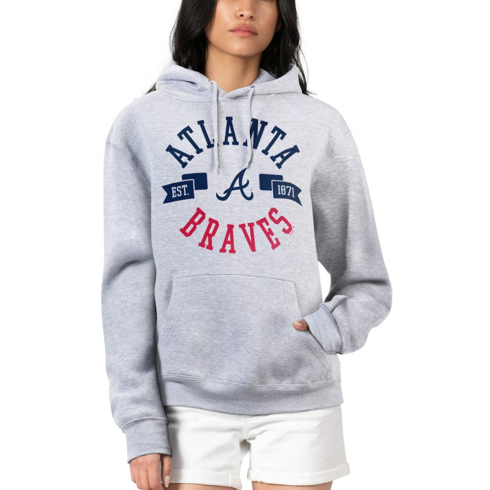 Atlanta Braves G-III 4Her by Carl Banks Women's City Graphic Pullover Hoodie - Heather Gray Hoodies