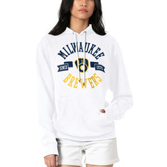 Milwaukee Brewers G-III 4Her by Carl Banks Women's City Graphic Pullover Hoodie - White Hoodies