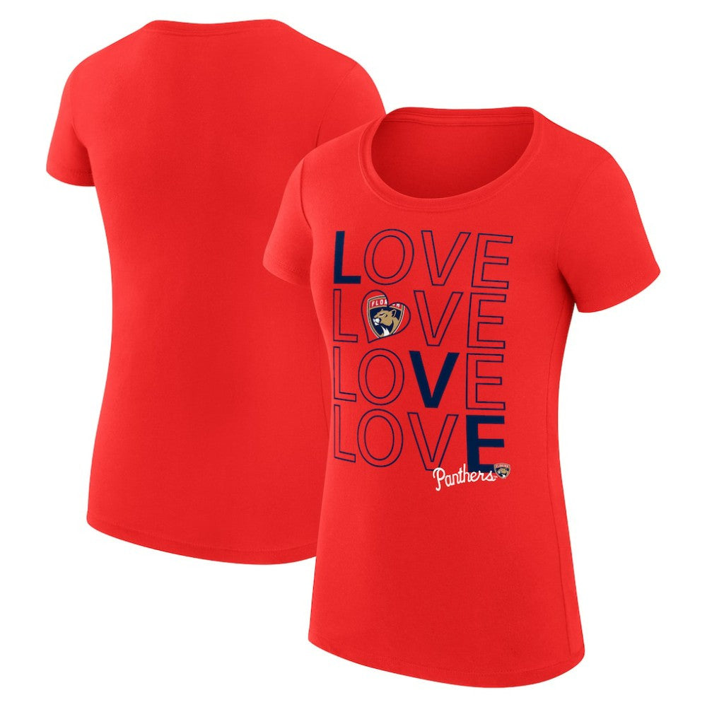 NHL Florida Panthers G-III 4Her by Carl Banks Women's Super-Slim Fit Lightweight Hockey Love T-Shirt - Red
