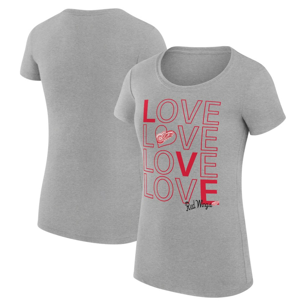 NHL Detroit Red Wings G-III 4Her by Carl Banks Women's Super-Slim Fit Lightweight Hockey Love T-Shirt - Heather Gray