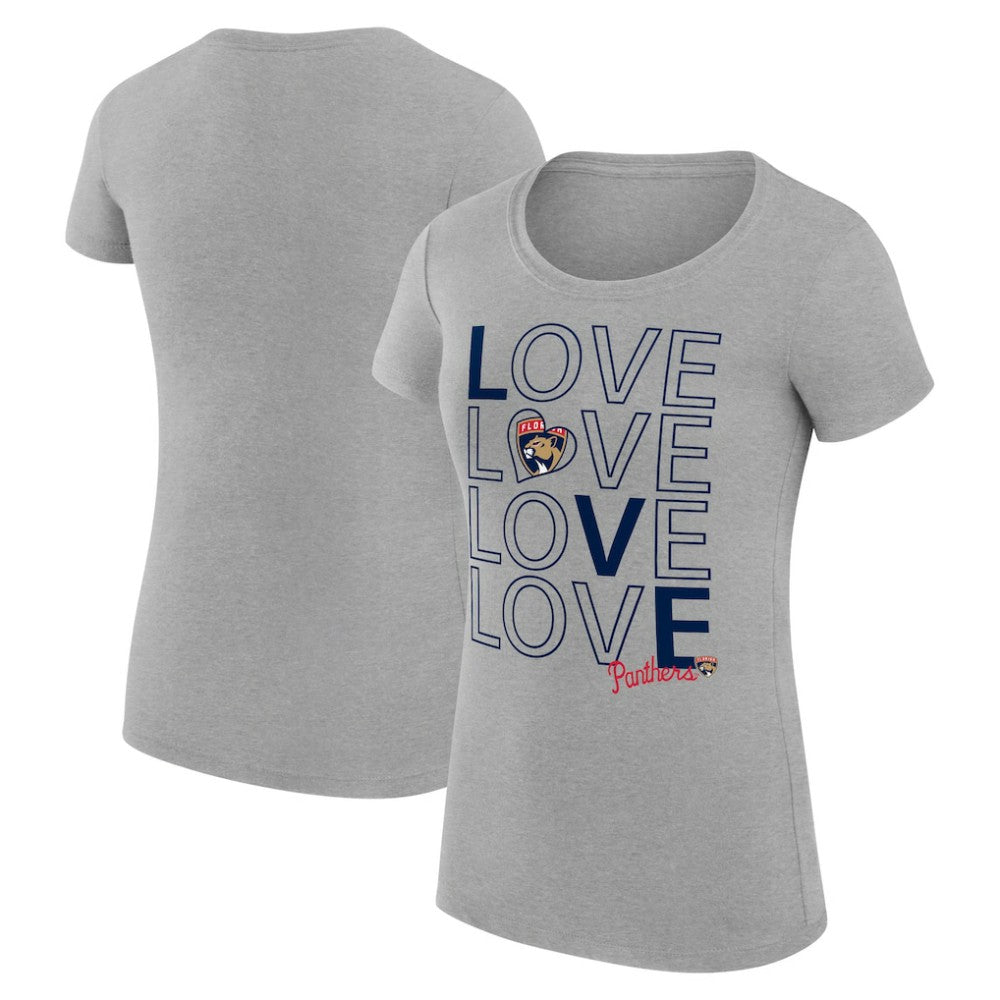 NHL Florida Panthers G-III 4Her by Carl Banks Women's Super-Slim Fit Lightweight Hockey Love T-Shirt - Heather Gray