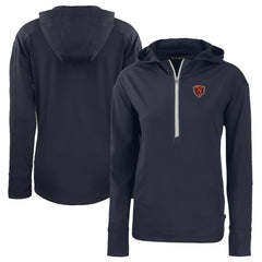 Chicago Bears Cutter & Buck Women's Throwback Daybreak Eco Recycled Half-Zip Hoodie Navy