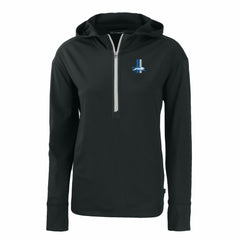 Detroit Lions Cutter & Buck Women's Throwback Daybreak Eco Recycled Half-Zip Hoodie Black