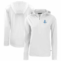 Detroit Lions Cutter & Buck Women's Throwback Daybreak Eco Recycled Half-Zip Hoodie White