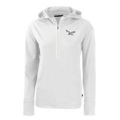 Philadelphia Eagles Cutter & Buck Women's Throwback Daybreak Eco Recycled Half-Zip Hoodie White