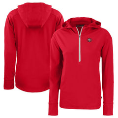 San Francisco 49ers Cutter & Buck Women's Throwback Daybreak Eco Recycled Half-Zip Hoodie Scarlet