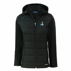 Detroit Lions Cutter & Buck Women's Throwback Evoke Hybrid Eco Softshell Recycled Full-Zip Hoodie Jacket Black