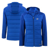 New York Giants Cutter & Buck Women's Throwback Evoke Hybrid Eco Softshell Recycled Full-Zip Hoodie Jacket Royal