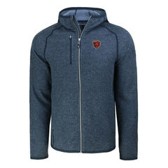 Chicago Bears Cutter & Buck Throwback Mainsail Sweater-Knit Full-Zip Hoodie Heather Navy