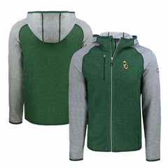 Green Bay Packers Cutter & Buck Throwback Mainsail Sweater-Knit Full-Zip Hoodie Heather Green/Heather Gray