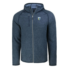 Los Angeles Chargers Cutter & Buck Throwback Mainsail Sweater-Knit Full-Zip Hoodie Heather Navy