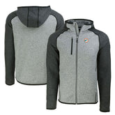 Miami Dolphins Cutter & Buck Throwback Mainsail Sweater-Knit Full-Zip Hoodie Heather Gray/Heather Charcoal