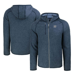 New York Giants Cutter & Buck Throwback Mainsail Sweater-Knit Full-Zip Hoodie Heather Navy