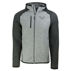 Philadelphia Eagles Cutter & Buck Throwback Mainsail Sweater-Knit Full-Zip Hoodie Heather Gray/Heather Charcoal