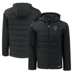 Atlanta Falcons Cutter & Buck Throwback Evoke Hybrid Eco Softshell Recycled Full-Zip Hoodie Jacket Black