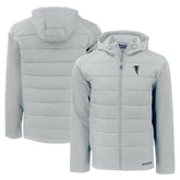 Atlanta Falcons Cutter & Buck Throwback Evoke Hybrid Eco Softshell Recycled Full-Zip Hoodie Jacket Gray