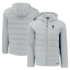 Atlanta Falcons Cutter & Buck Throwback Evoke Hybrid Eco Softshell Recycled Full-Zip Hoodie Jacket Gray
