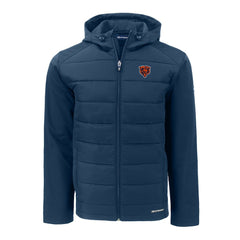 Chicago Bears Cutter & Buck Throwback Evoke Hybrid Eco Softshell Recycled Full-Zip Hoodie Jacket Navy