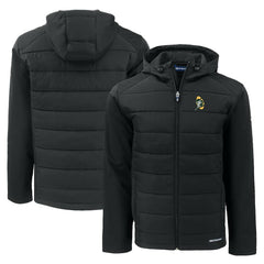 Green Bay Packers Cutter & Buck Throwback Evoke Hybrid Eco Softshell Recycled Full-Zip Hoodie Jacket Black