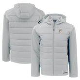 Miami Dolphins Cutter & Buck Throwback Evoke Hybrid Eco Softshell Recycled Full-Zip Hoodie Jacket Gray