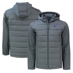 Seattle Seahawks Cutter & Buck Throwback Evoke Hybrid Eco Softshell Recycled Full-Zip Hoodie Jacket Gray