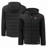 Tampa Bay Buccaneers Cutter & Buck Throwback Evoke Hybrid Eco Softshell Recycled Full-Zip Hoodie Jacket Black