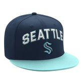 NHL Seattle Kraken Starter Arch Logo Two-Tone Snapback Hat - Deep Sea Blue/Light Blue