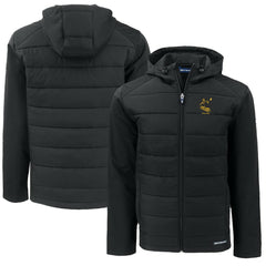 Pittsburgh Steelers Cutter & Buck Throwback Big & Tall Evoke Hybrid Eco Softshell Recycled Full-Zip Hoodie Black