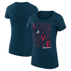 Atlanta Braves G-III 4Her by Carl Banks Women's Super-Slim Fit Lightweight Love Graphic Team T-Shirt - Navy T-shirts