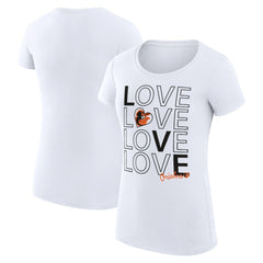 Baltimore Orioles G-III 4Her by Carl Banks Women's Super-Slim Fit Lightweight Love Graphic Team T-Shirt - White T-shirts
