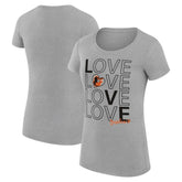 Baltimore Orioles G-III 4Her by Carl Banks Women's Super-Slim Fit Lightweight Love Graphic Team T-Shirt - Heather Gray T-shirts
