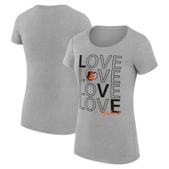 Baltimore Orioles G-III 4Her by Carl Banks Women's Super-Slim Fit Lightweight Love Graphic Team T-Shirt - Heather Gray T-shirts