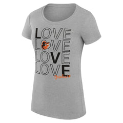 Baltimore Orioles G-III 4Her by Carl Banks Women's Super-Slim Fit Lightweight Love Graphic Team T-Shirt - Heather Gray T-shirts